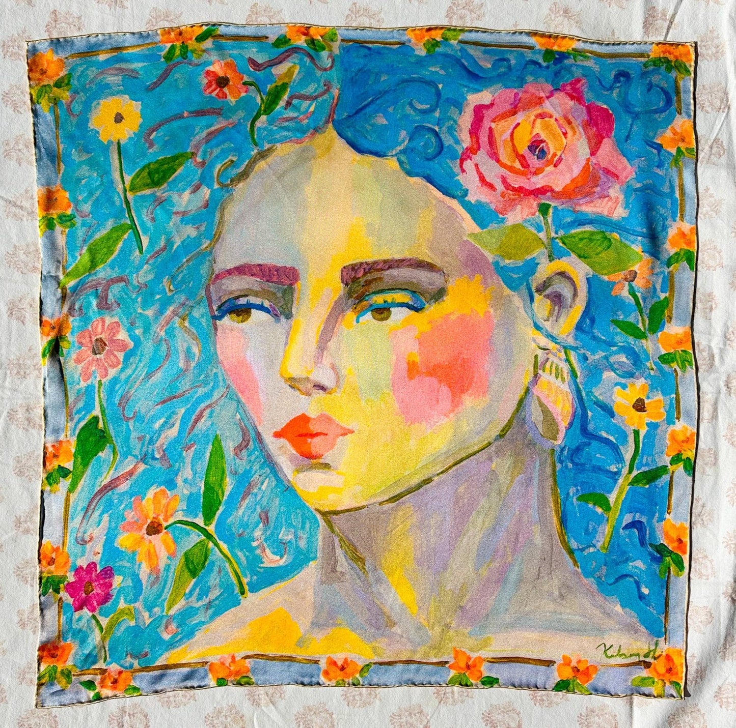 "Blue Venus" Silk Scarf