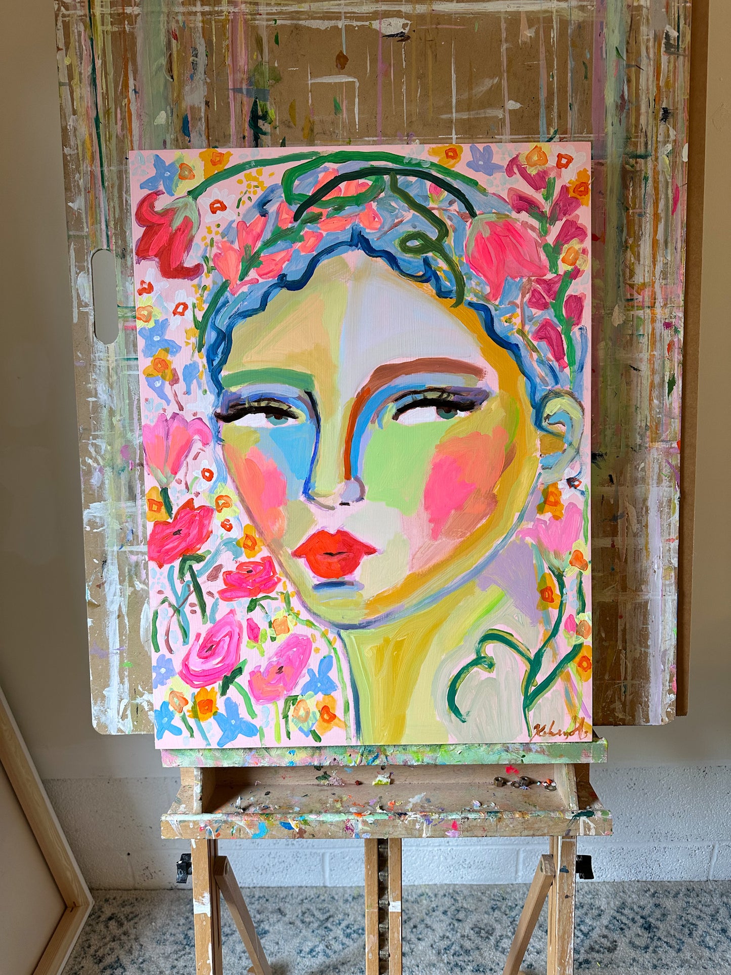 The Sun on Her Face - 18x24" wood panel