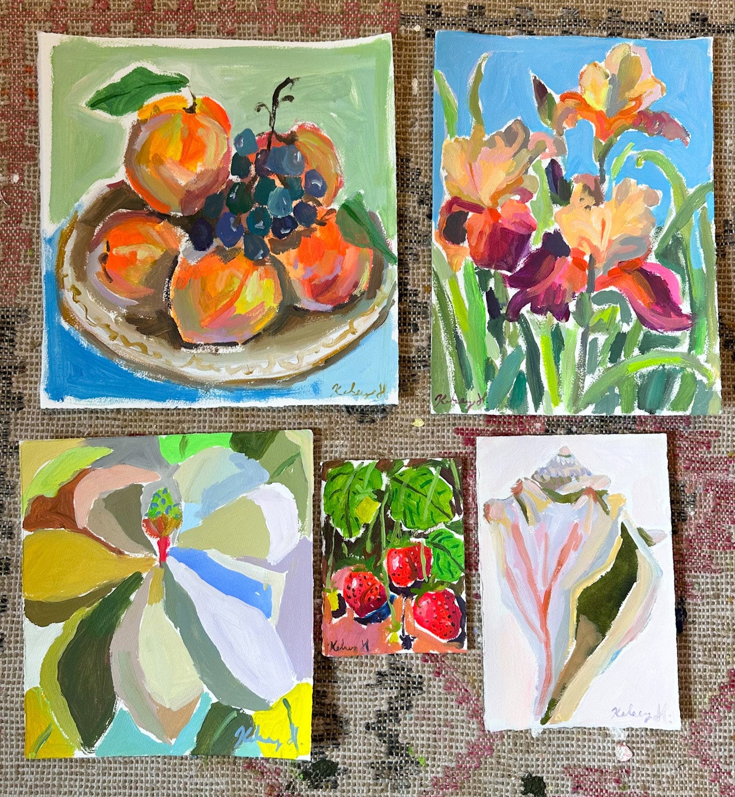 Peaches and Grapes Still Life- 14 x 14.5"