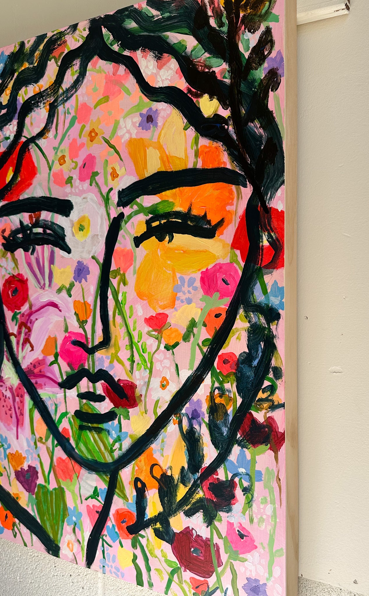 Filled with Flowers- 24x30" wood panel