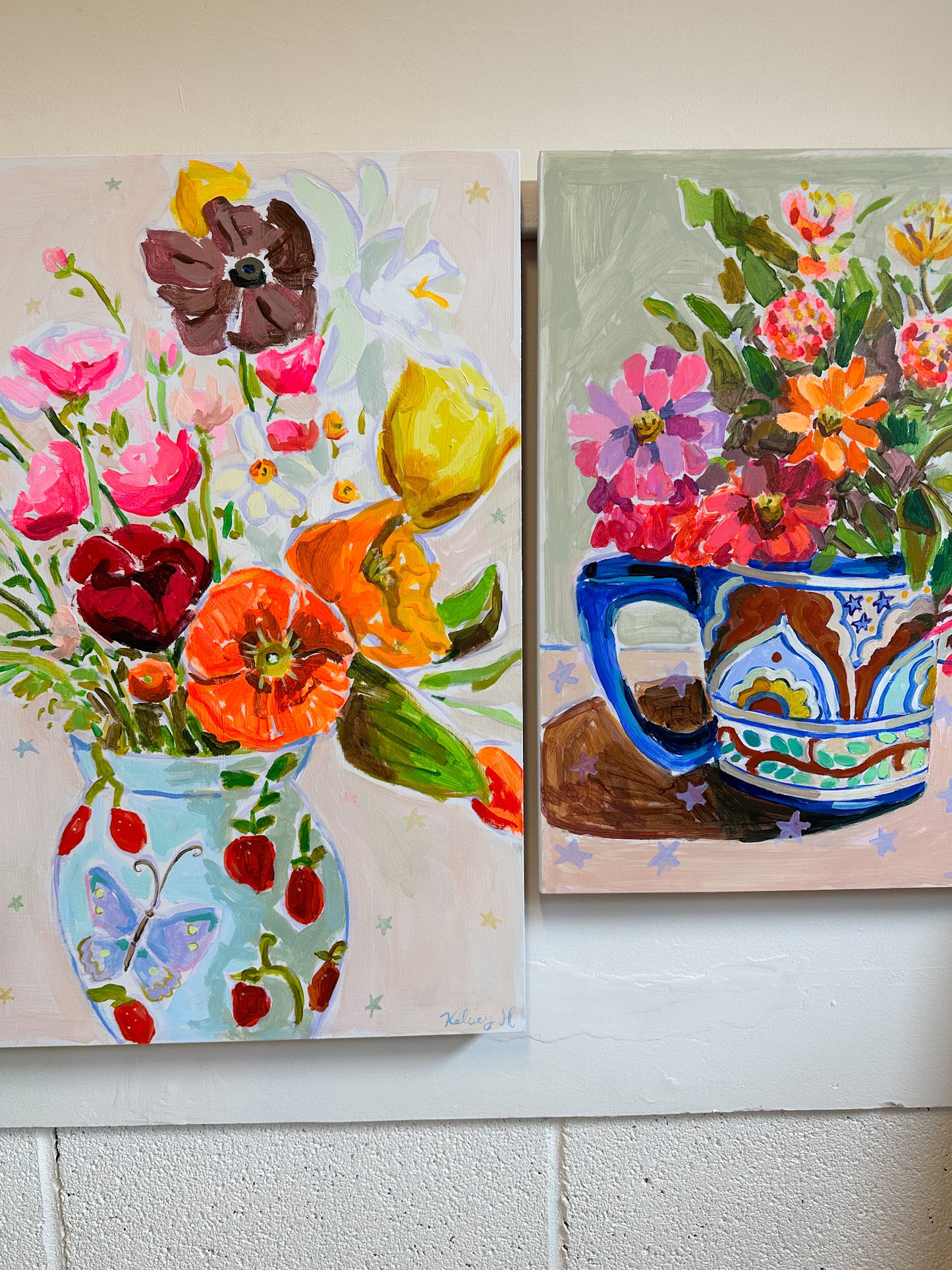 Spring Flowers in a Strawberry Vase- 18x24"