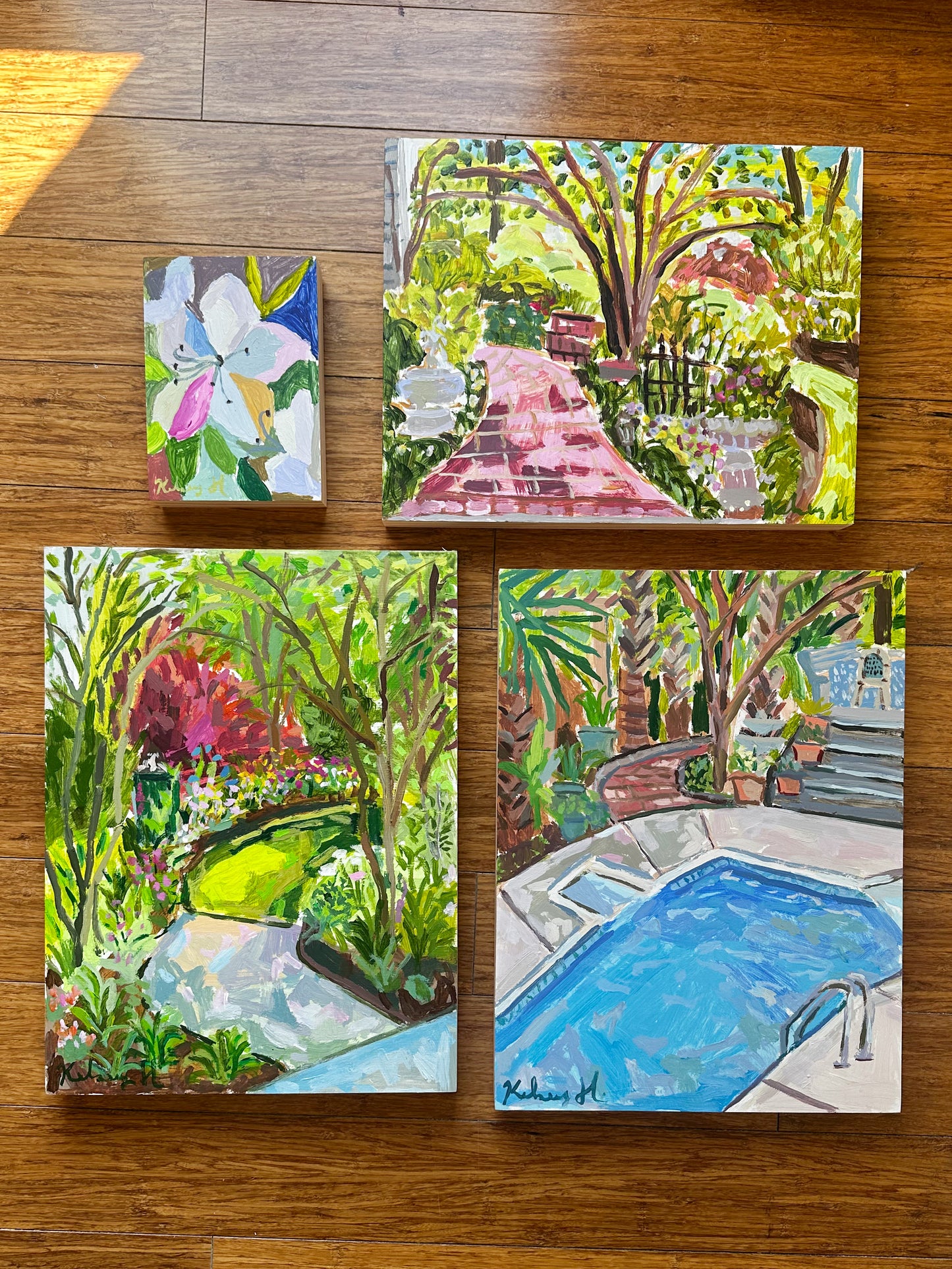 Poolside in the garden - 12x16"