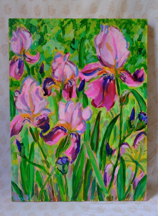 Pink and Purple Irises of Provence- 18x24"