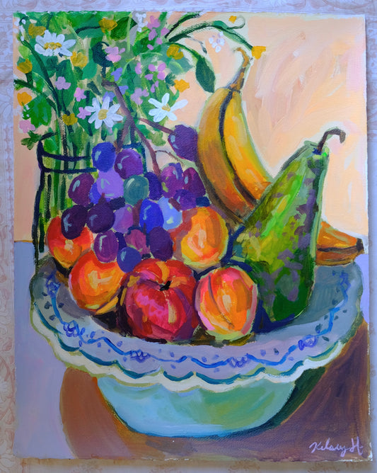 chateau wildflower and fruit still life - 16x20"