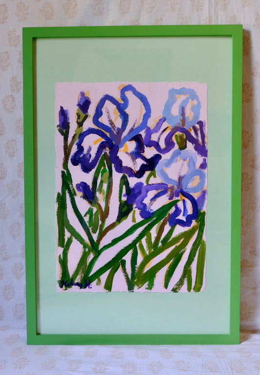 abstract irises- 17x25" framed