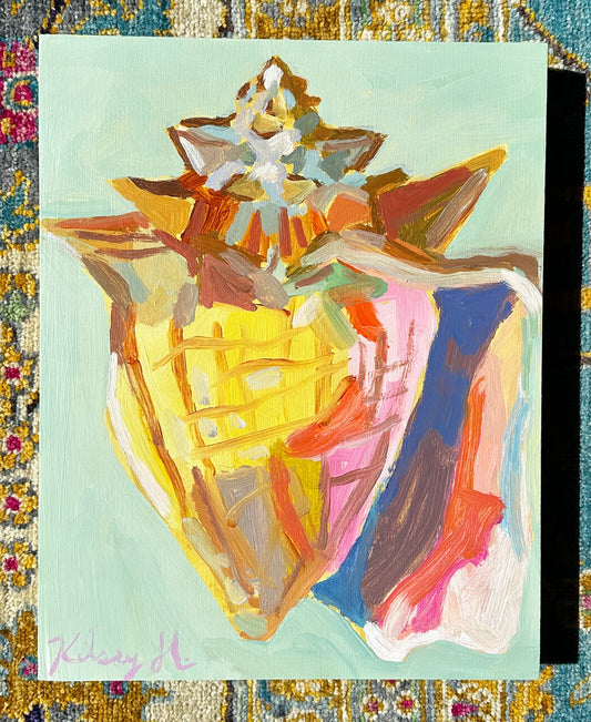 Abstract art piece on a textured fabric background