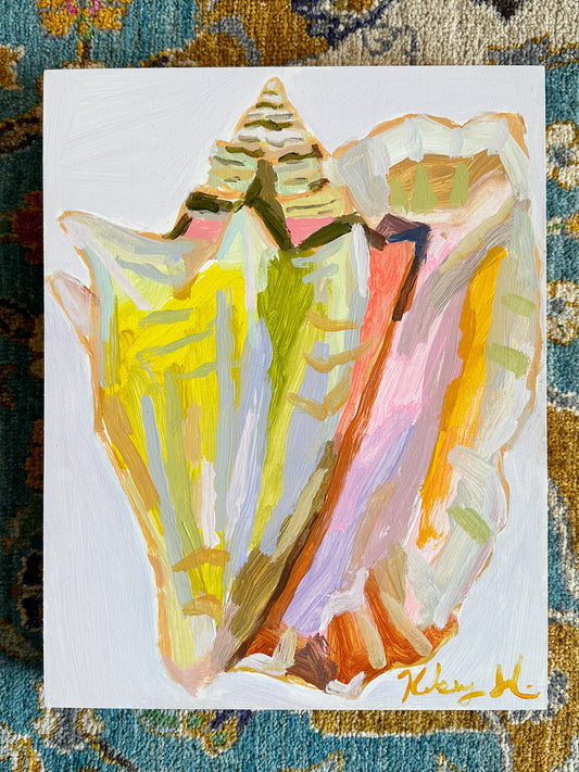 Periwinkle and Chartreuse Conch- 11x14"