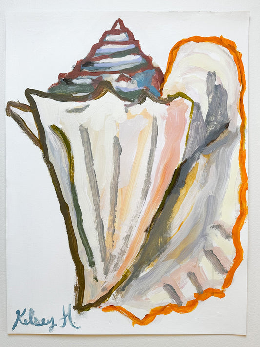 Colorful shell painting by Kelsey H on a white background