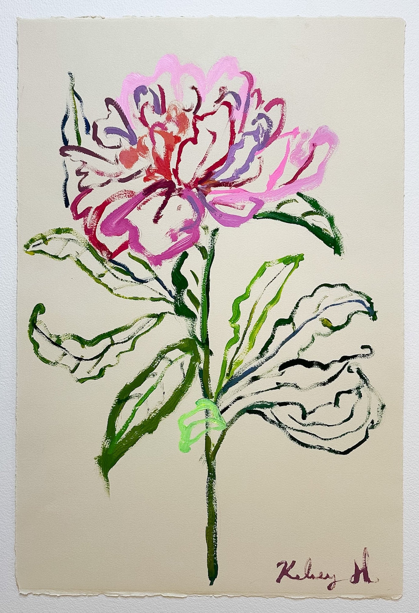 Peony Stem No. 1- 15 x 22"