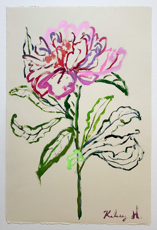 Peony Stem No. 1- 15 x 22"