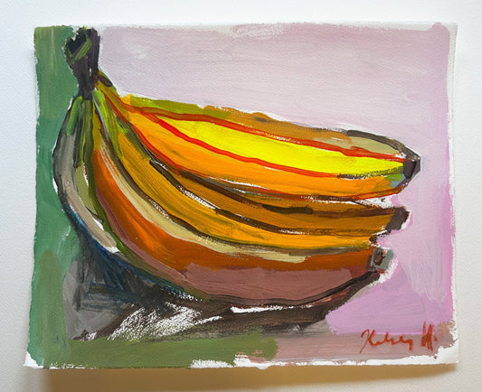Painting of a bunch of bananas on a white background