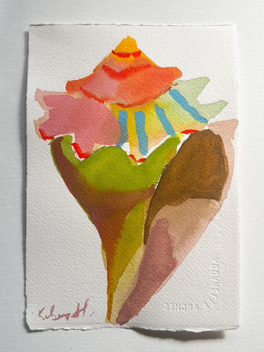 Conch with blue stripes - 5.5 x 8"