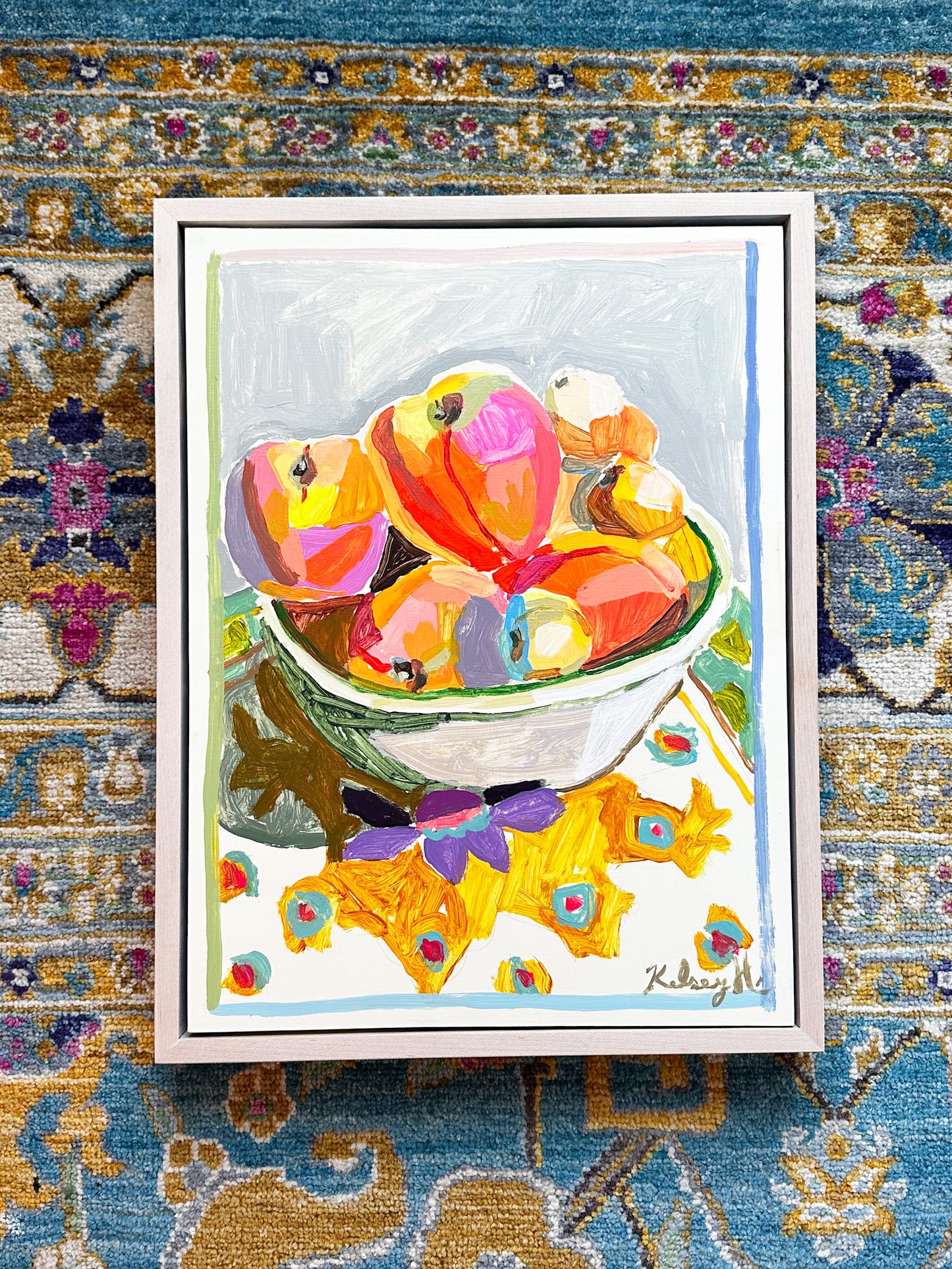 Peach and Apricot Bowl  - 13.25 x 17.25" Framed