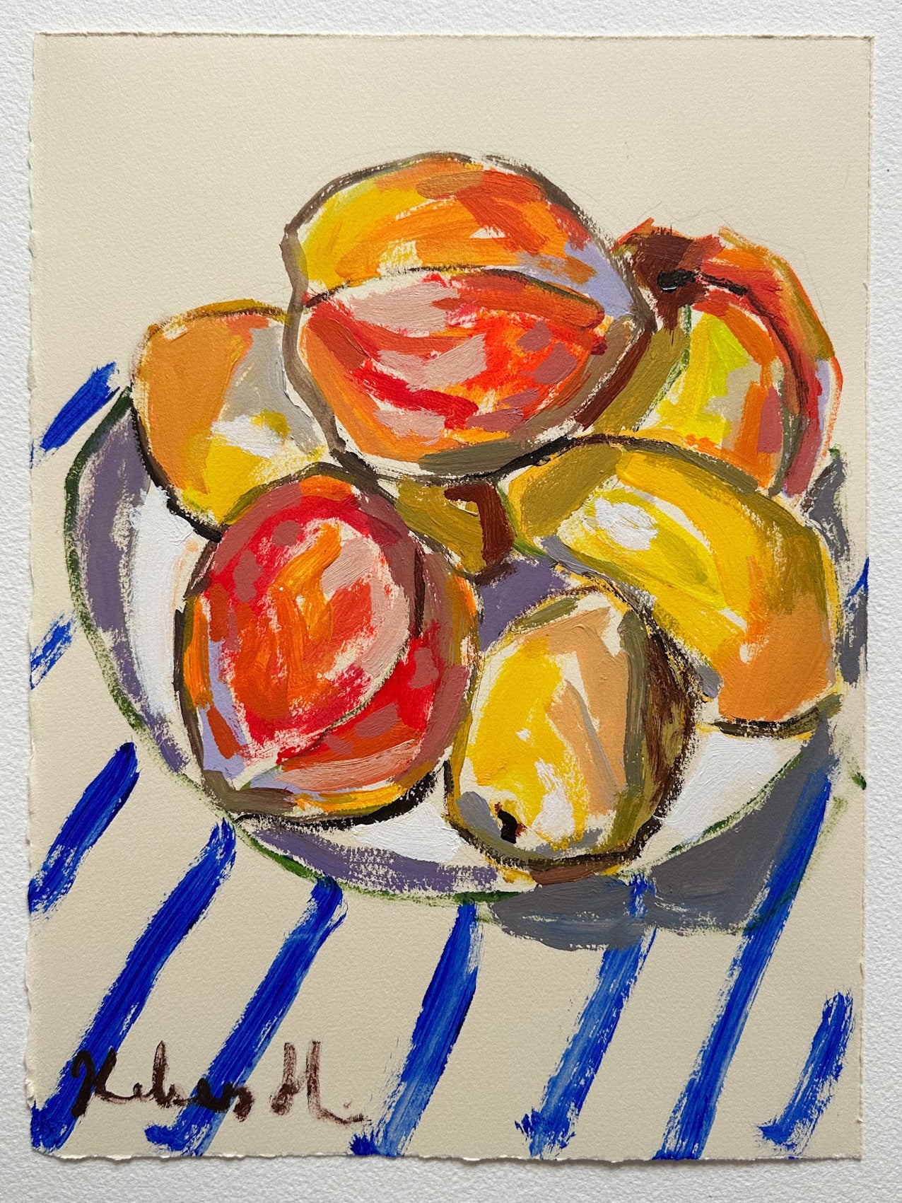 Peaches with Stripes - 11x15"