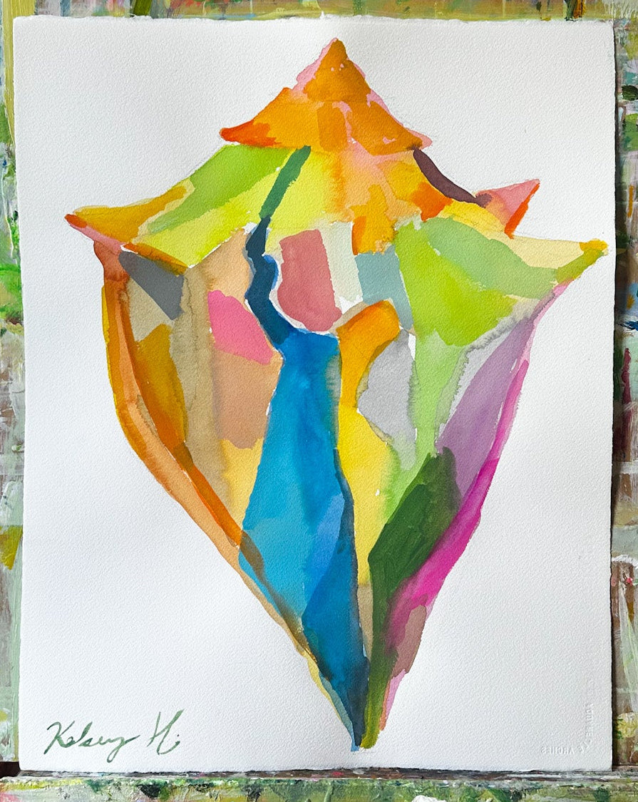 Watercolor Rainbow Conch No.2- 16 x 20"