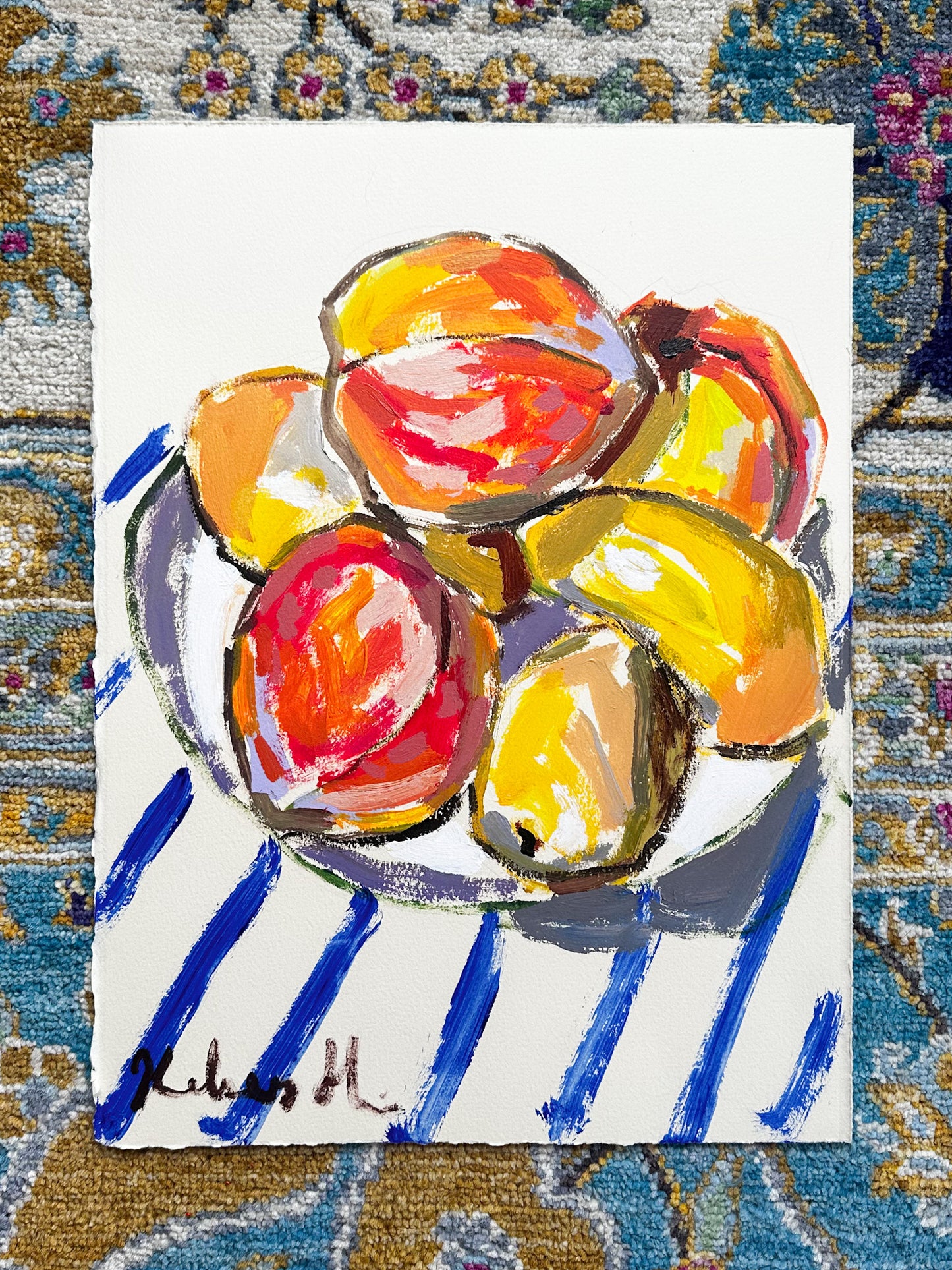 Peaches with Stripes - 11x15"