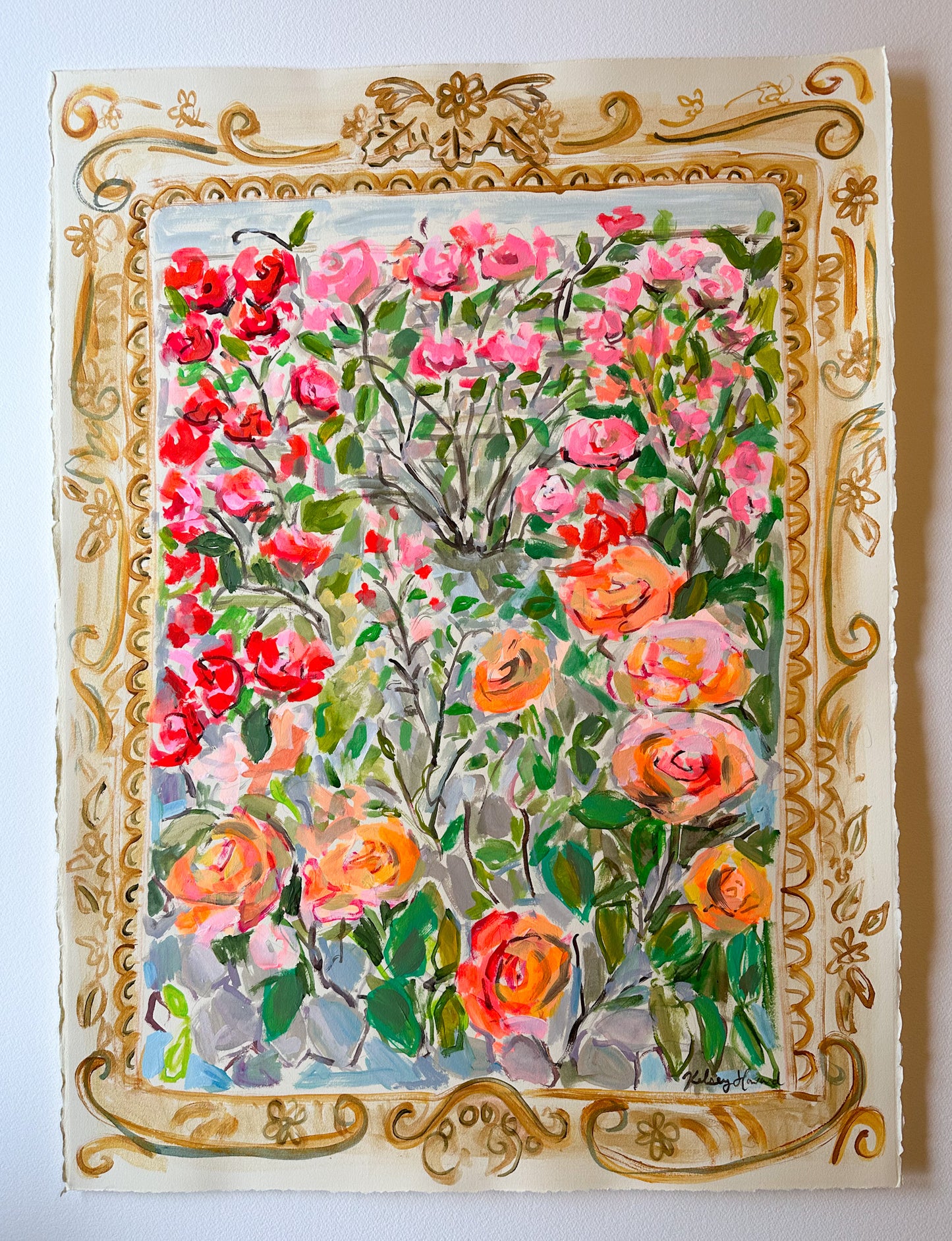 "Rose Garden In Rome"-22x30"