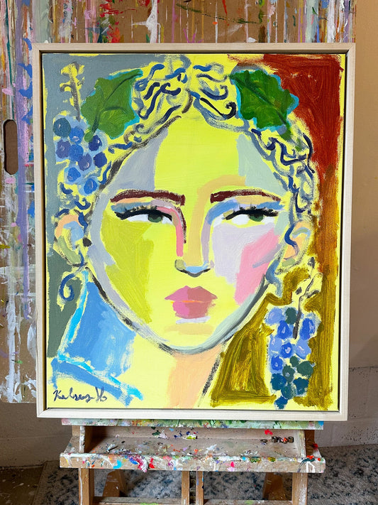 Greek Goddess with Grapes- 21.25 x 25.25" Framed