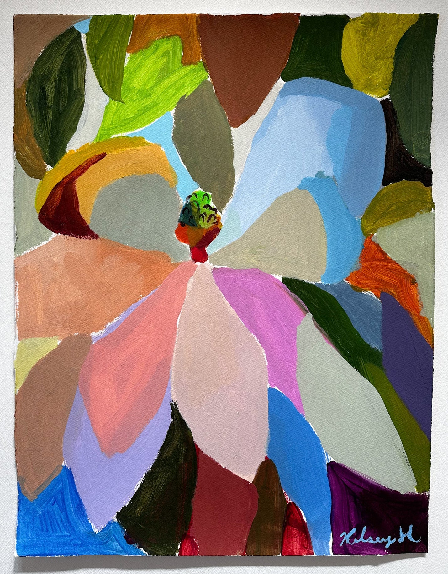 Colorful floral painting on a white wall