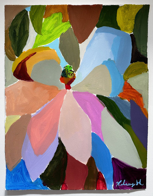 Colorful floral painting on a white wall