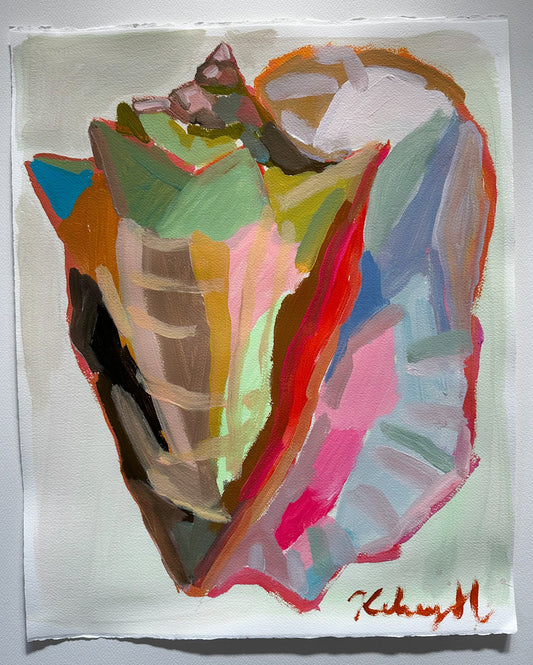 Abstract painting with vibrant colors on a white background