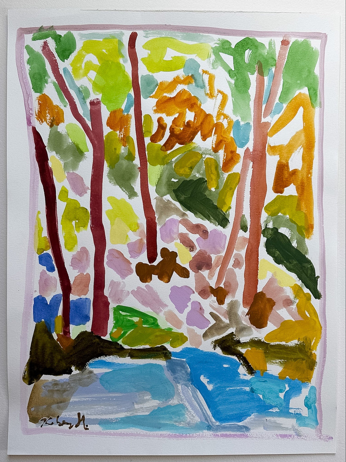 Mountain slope and creek - 18x24"