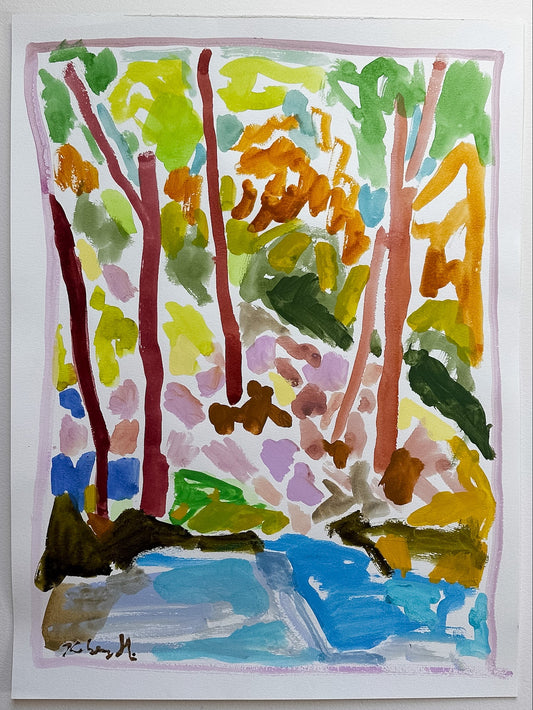 Mountain slope and creek - 18x24"