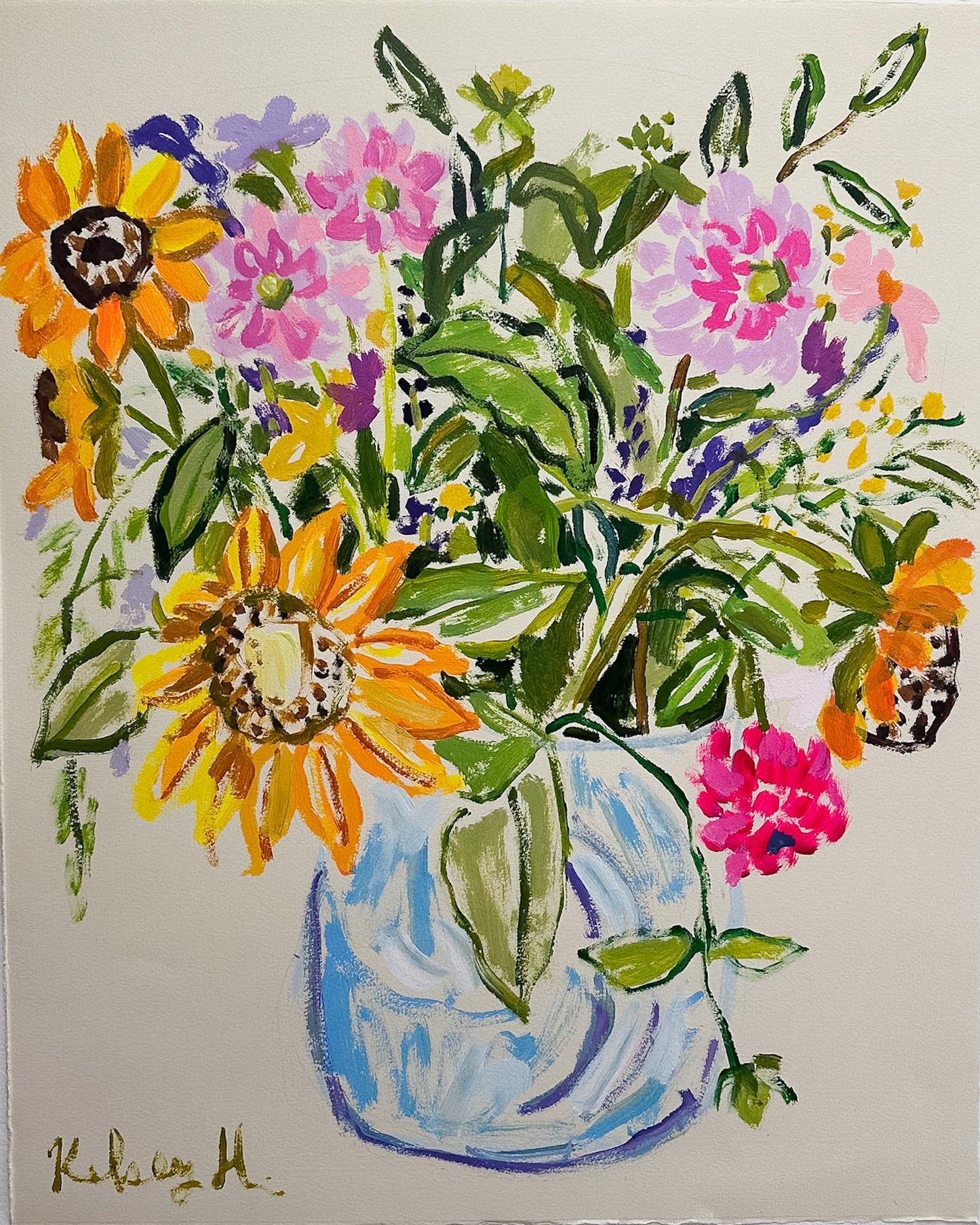 Sunflowers and Dahlias - 18 x 22.25"