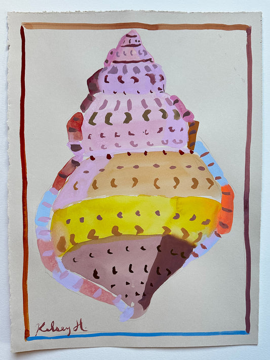 the yellow striped seashell- 11x15"