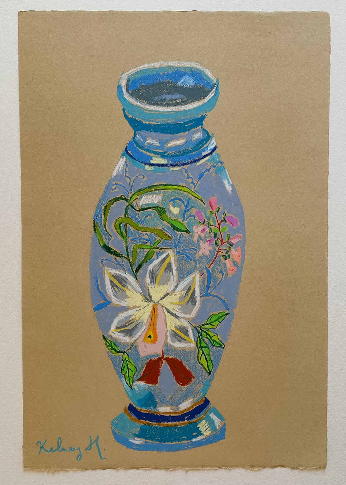 Blue Porcelain Wedding Gift Vase - 15 x 22"