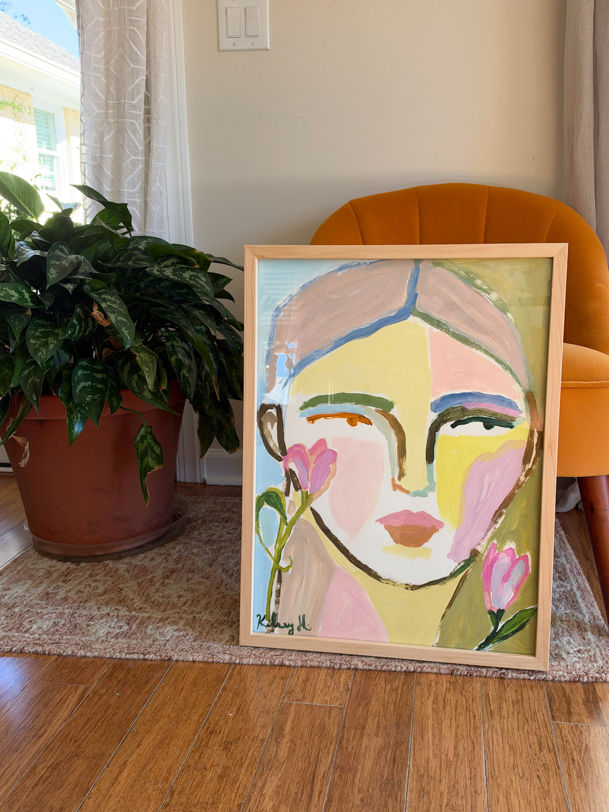 Woman with Tulips- 19 1/8 x 25 1/8"