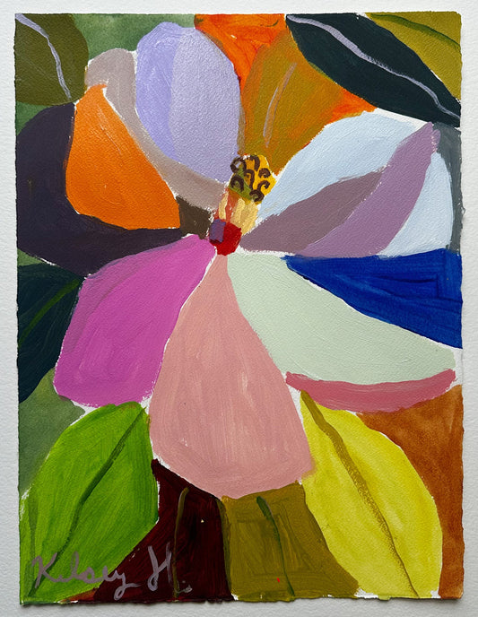 Abstract painting with colorful abstract shapes on a white background