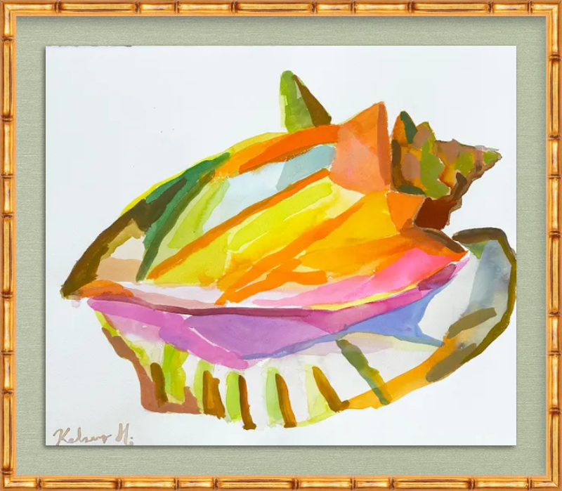 Watercolor Rainbow Conch No.1- 16.25x19.5"