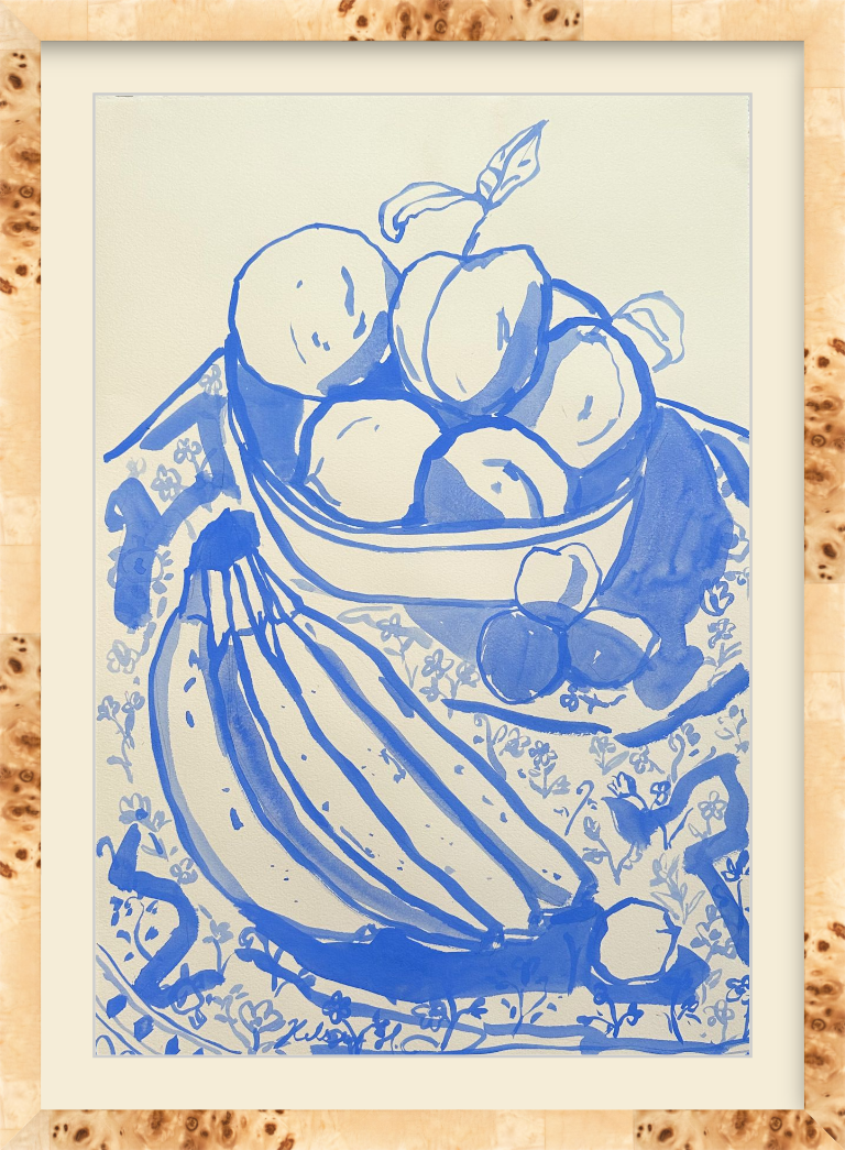 Blue Monochrome Fruit Still life - 15x22"