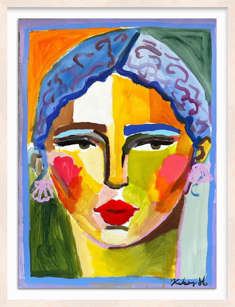 Blue Hair, Scallop Earrings- 22.5 x 30"